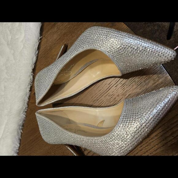 Jessica Simpson Glamorous Silver Sparkle High Heels - Picture 6 of 10